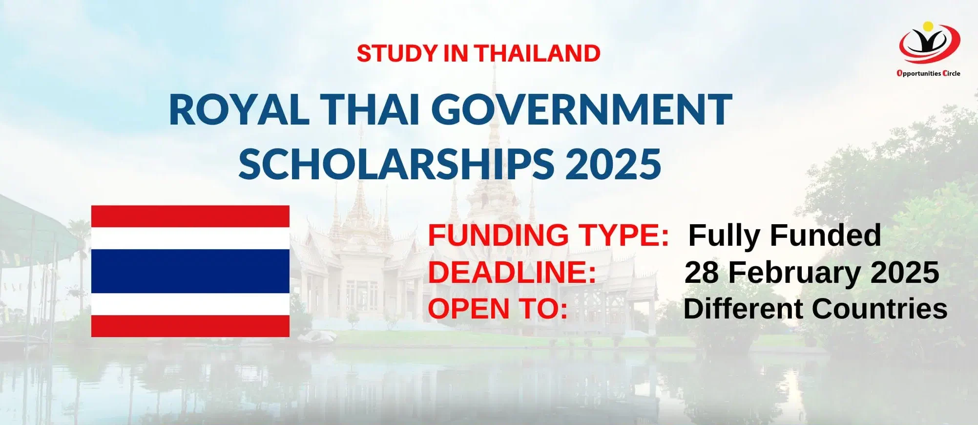 Funded Scholarship by Royal Thai Government in Thailand 2025